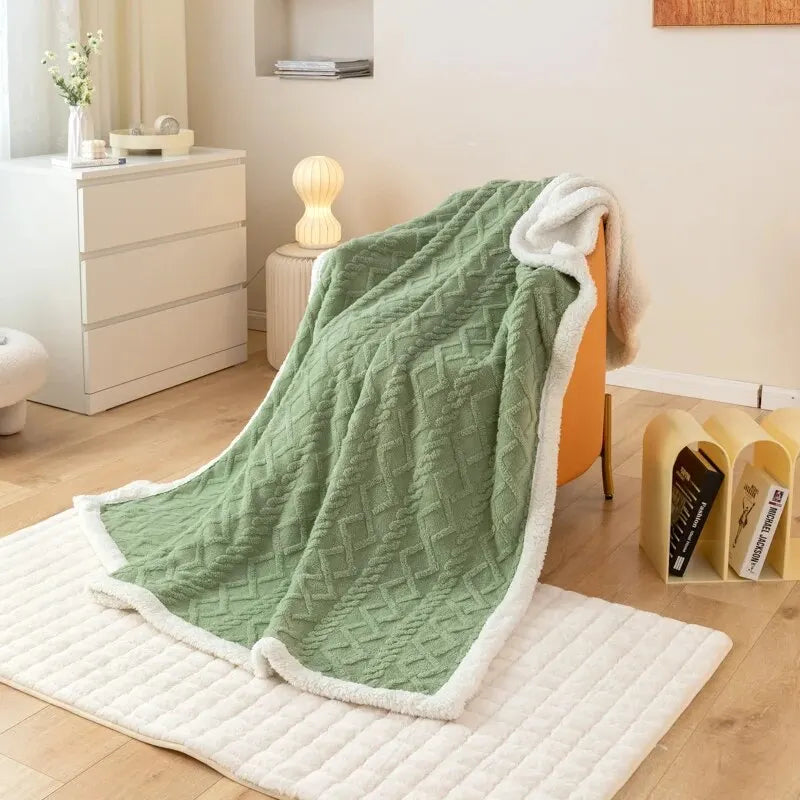 Lux Warm Soft Sherpa Tapestry Blanket for Leisure & Bedding